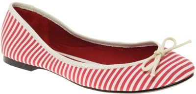 red and white striped shoes