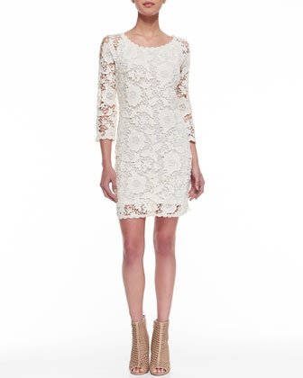 Crochet Lace ¾-sleeve Dress