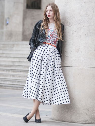 Polka Dotted Midi Skirt