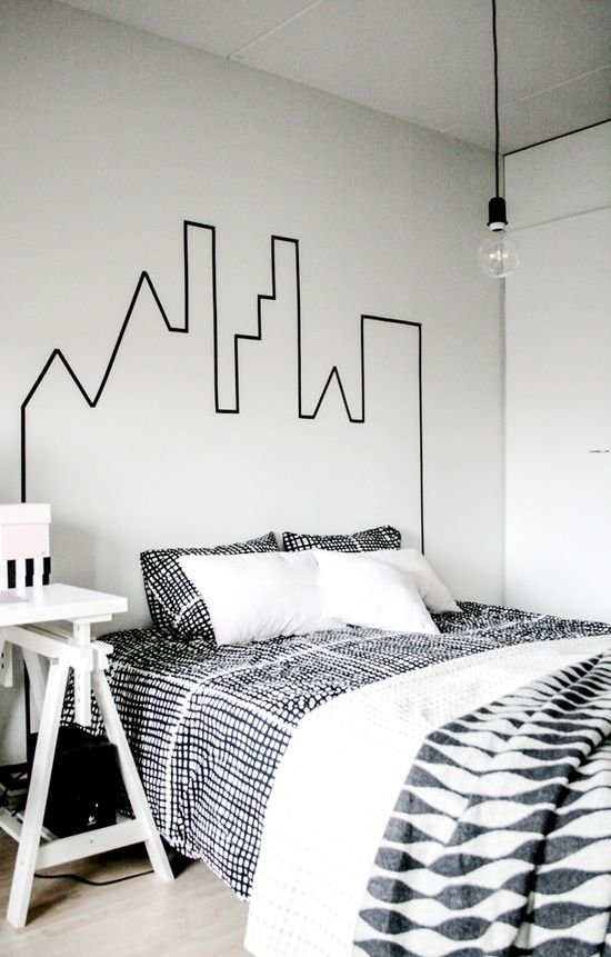 Make Your Hometown Skyline with Black Tape to Dress up the Walls