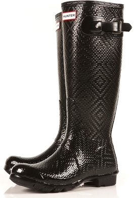 Hunter Black Carnaby Geometric Wellies