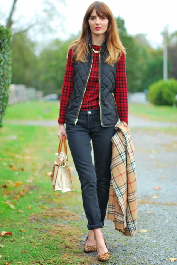 Plaid Cape with Leopard Flats