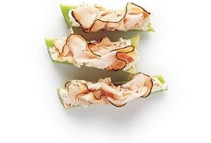 Sliced Turkey and Cream Cheese on Celery Sticks