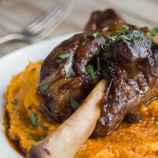 Braised Lamb Shanks and Root Vegetable Puree