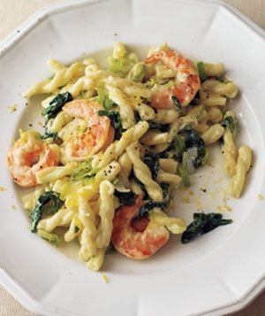 Shrimp, Leek and Spinach Pasta