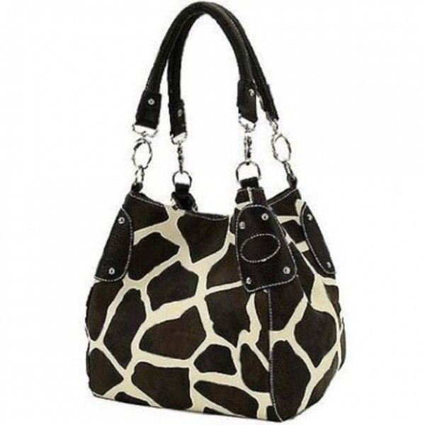 Giraffe Print Faux Leather Tote