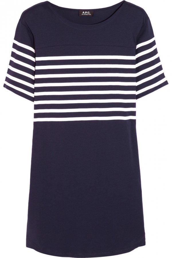 A.P.C. Baseball Striped Cotton T-shirt Dress