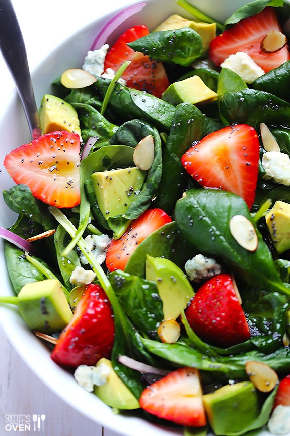 Avocado Strawberry Spinach Salad