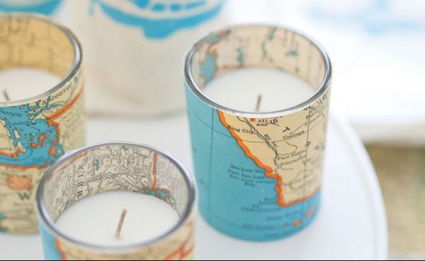 DIY Vintage Map Votive Candles