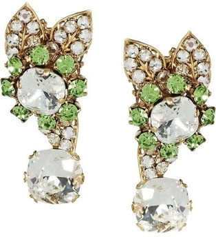 Bijou Heart Gather 24-Karat Gold-Plated Peridot Earrings