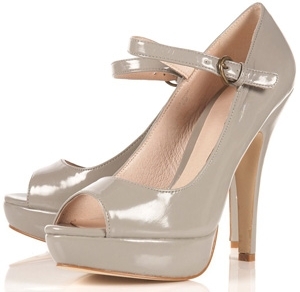 Topshop ‘Sally’ Grey Peep-Toe Mary Janes