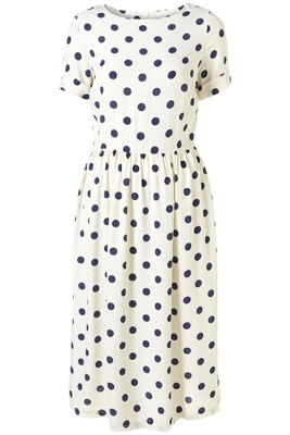 Topshop Cream Spot Midi Dress