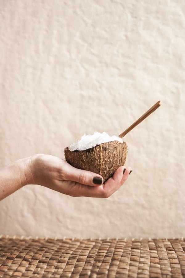 Coconut, Hand, Wood, Food,