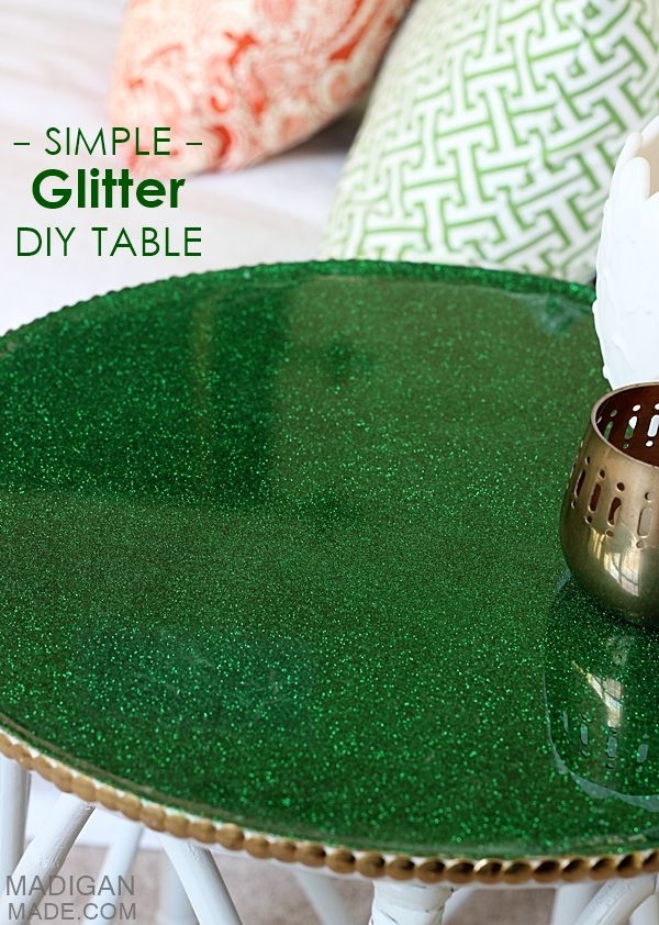 DIY Simple Glitter Covered Table Makeover