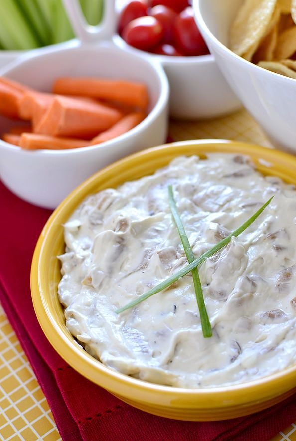 French Onion Dip with Potato Chips