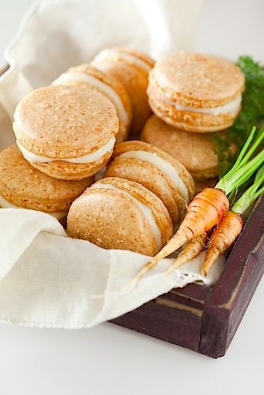 Carrot Cake Macarons with Maple Cream Cheese Frosting