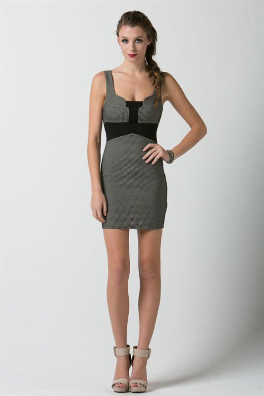 Net Illusion Structured Bodycon Short Dress