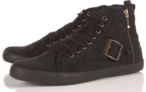 Topshop Tracey Black Canvas Lace Hi Tops