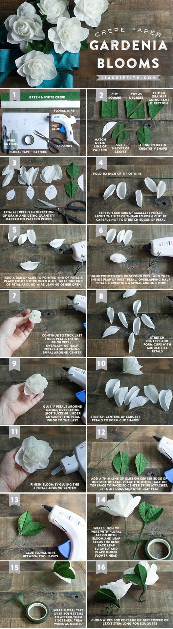 Crepe Paper Gardenias