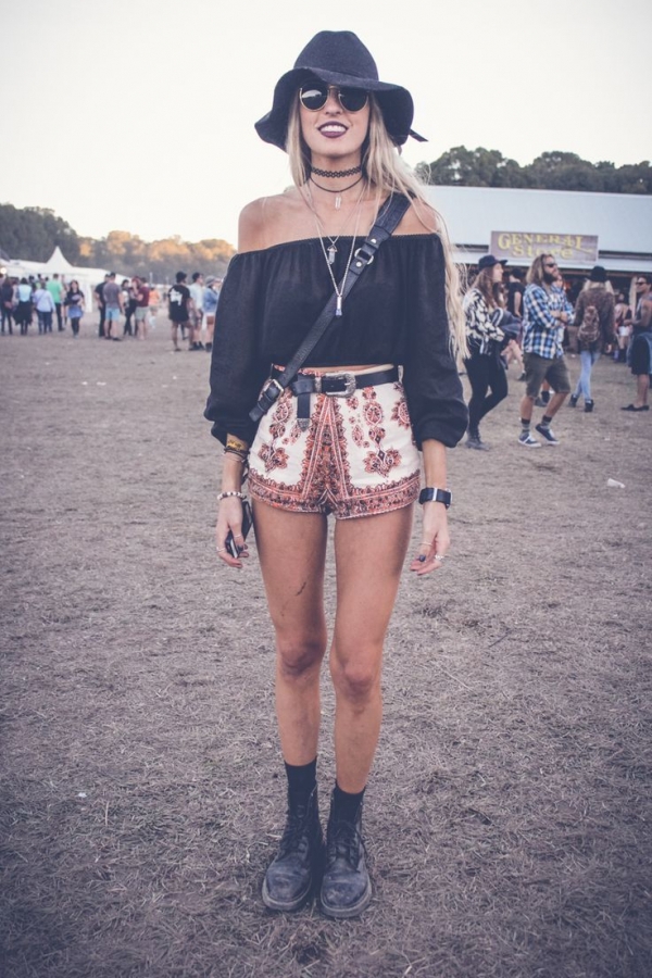 Scarf-Print Shorts, Peasant Top, and Sunnies