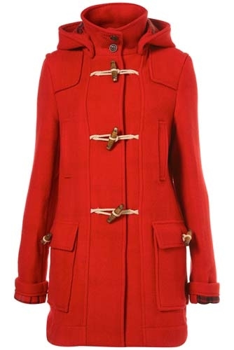 Topshop Red Bound Seam Duffel Coat