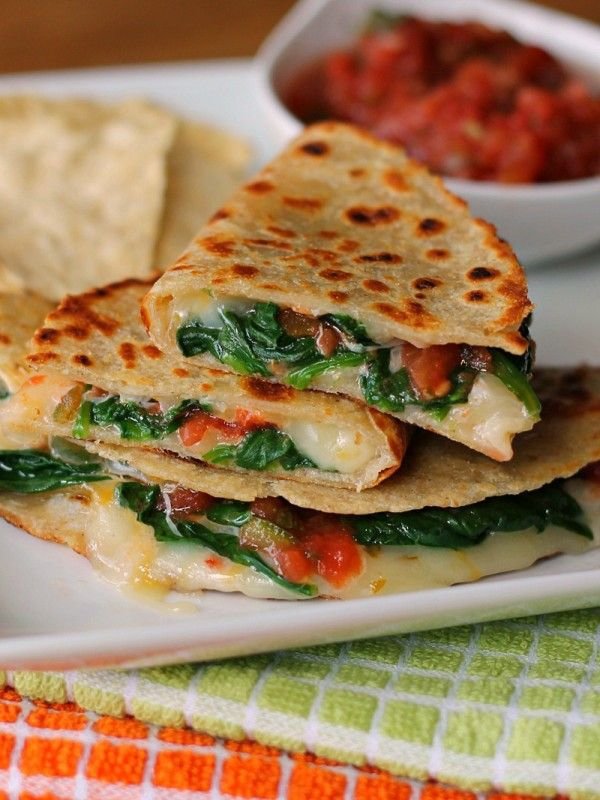 Spicy Spinach Quesadillas