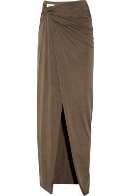 Helmut Lang Draped Brushed-Jersey Maxi Skirt