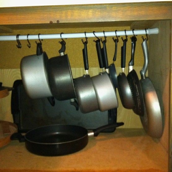 Hang Your Pans on a Curtain Rod