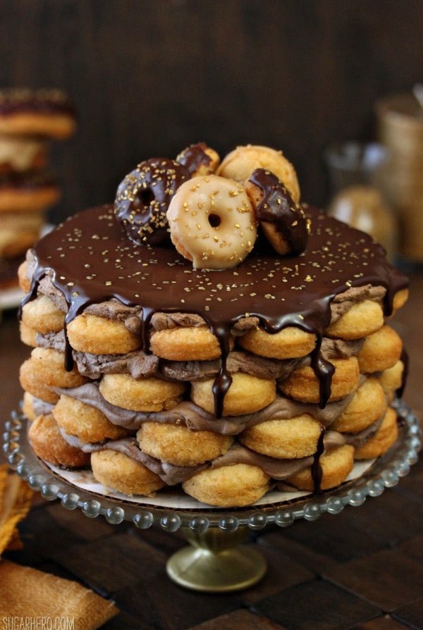 Donut Cake with Mocha Whipped Cream