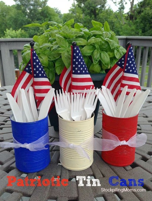 Easy Memorial Day Party Utensil Holders