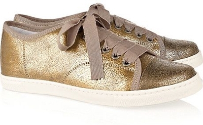 Lanvin Metallic Cracked Leather Sneakers