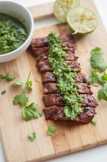 Cilantro Lime Skirt Steak and Chimichurri Sauce