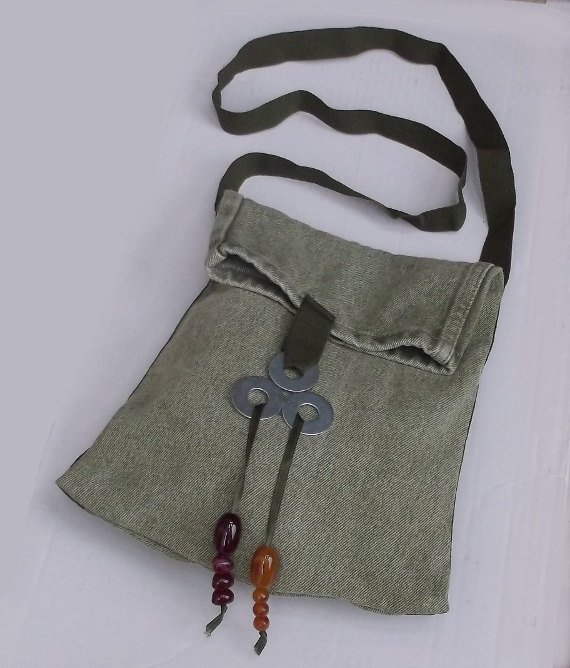 Green Denim Shoulder Bag