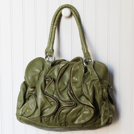 Waves in the Field Green Ruffle Purse