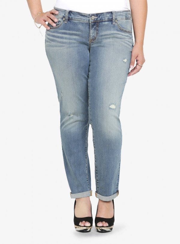 Torrid White Label Boyfriend Jeans with Destruction