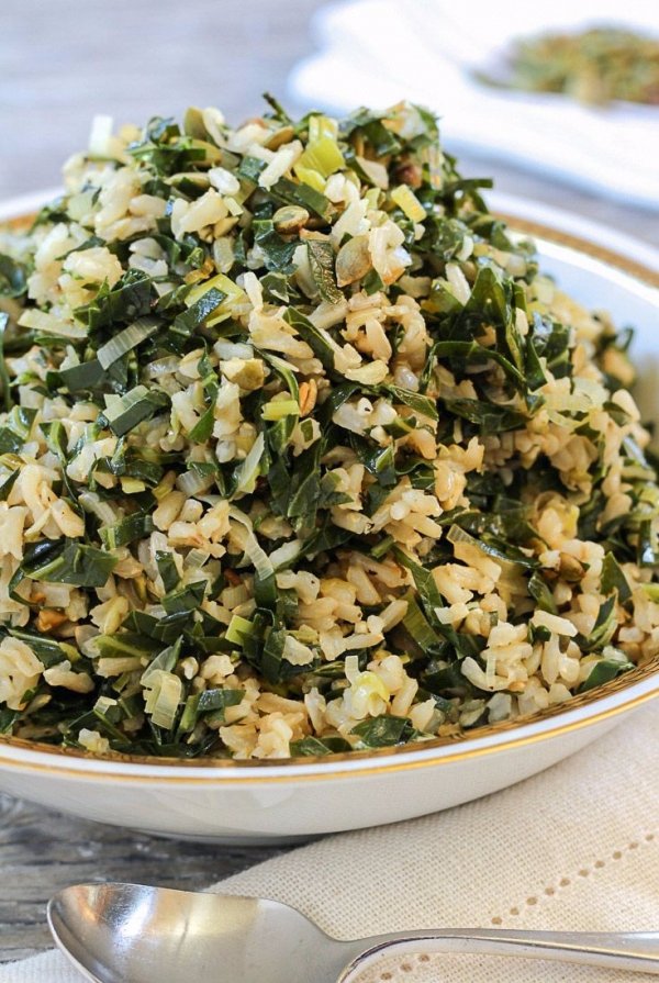 Dirty Rice with Collard Greens and Leeks