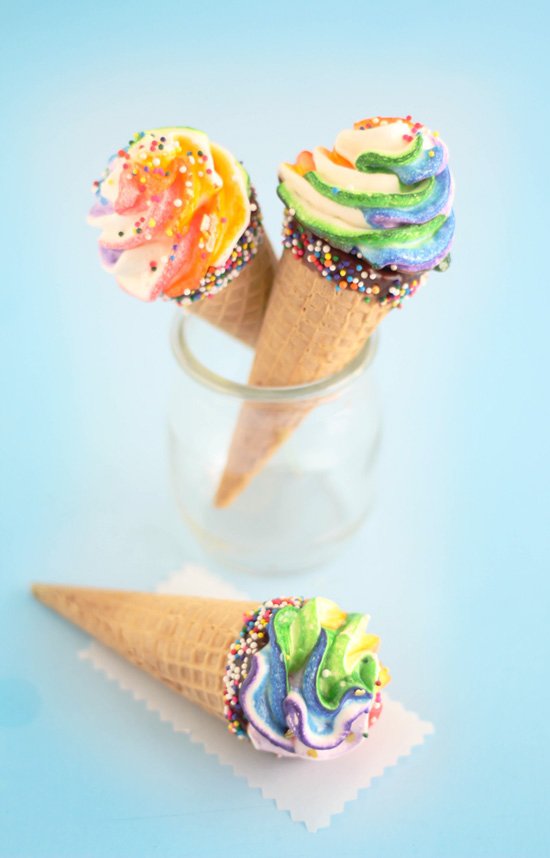 Rainbow Meringue Truffle Cones