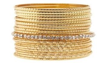 Gold & Rhinestone Bangles - 21 Pack