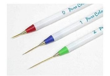 Set of 3 Sable NAIL ART Brushes Pen, Detailer Liner and Striper