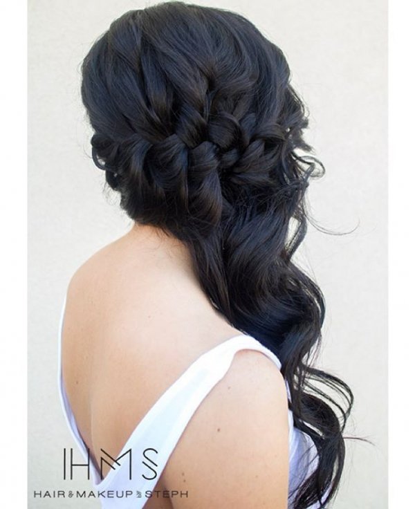 Braided Long Sideswept Hair