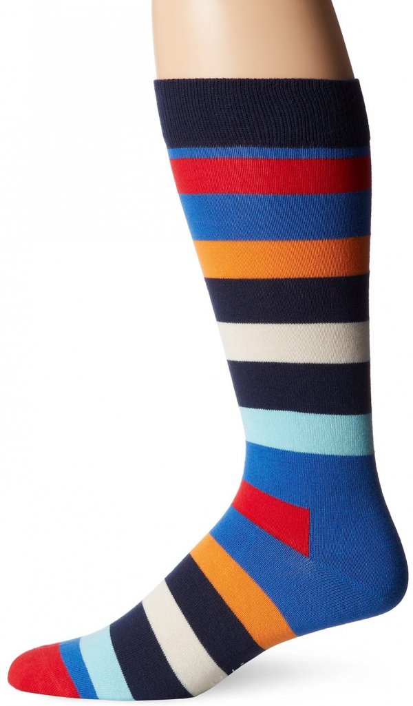 Men's Combed Cotton Stripe Crew Sock