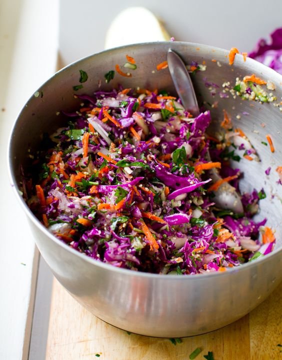 Rainbow Slaw with Sweet Tahini Dressing