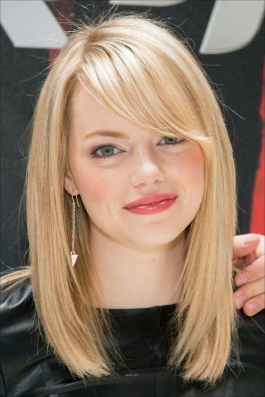 Side-swept Bangs and One Length