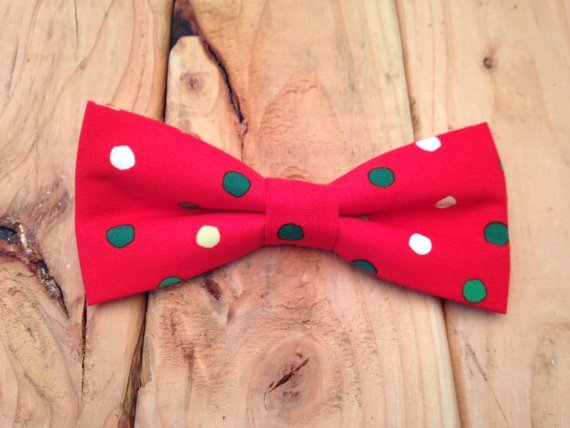 Adjustable Christmas Polka Dot Bow Tie