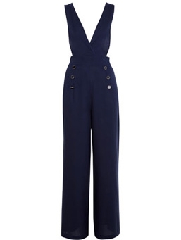 Miss Selfridge Navy Wideleg Dungaree Trousers