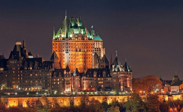 Quebec City, landmark, historic site, building, night,