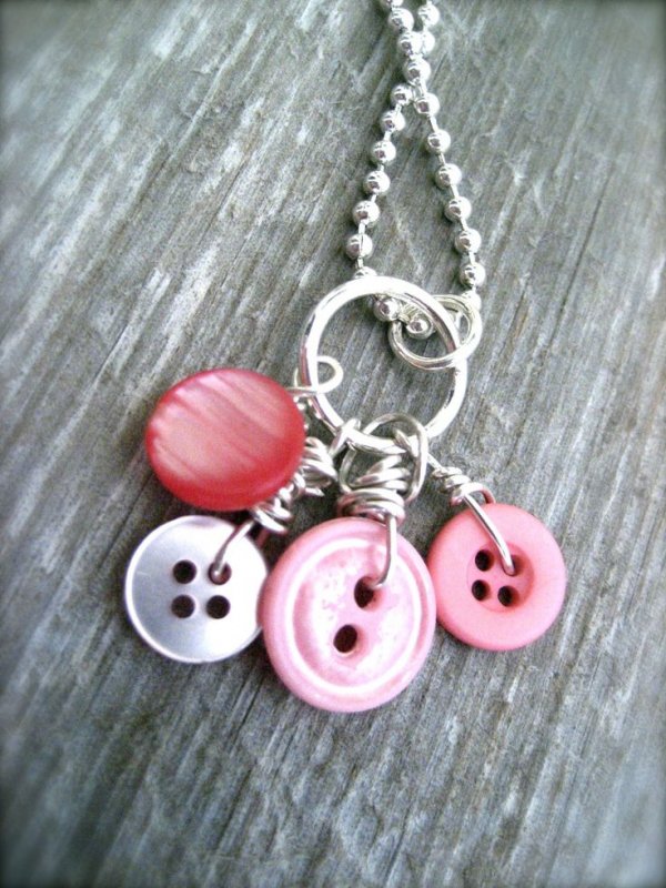 Pink Button Necklace