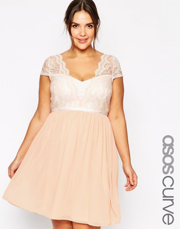 ASOS CURVE Scalloped Lace Skater Dress