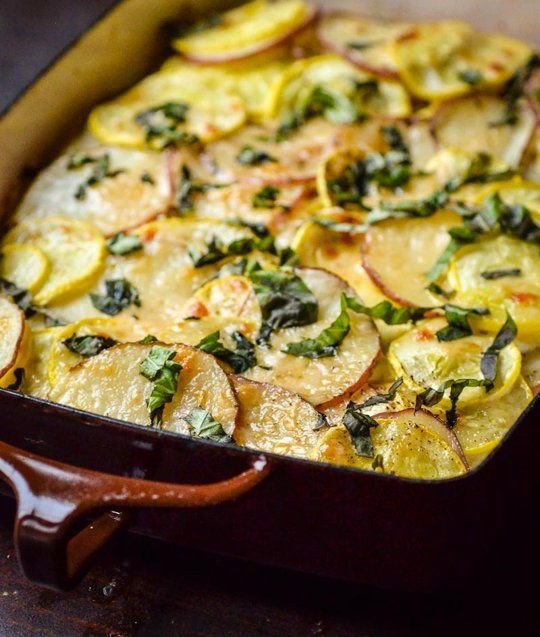 Potato, Squash and Goat Cheese Gratin