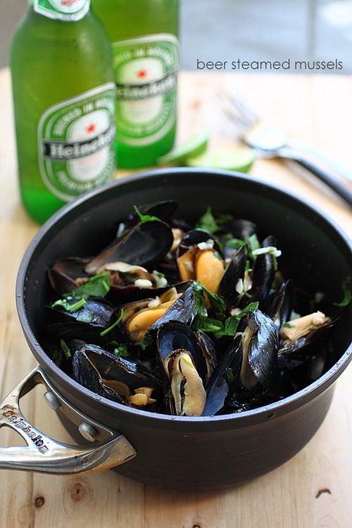 Beer Steamed Mussels